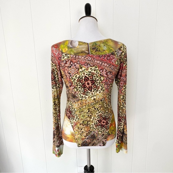 Eva & Claudi Long Sleeve Top S-M? Colorful Floral Fruit Mixed Print Whimsical - Picture 2 of 15